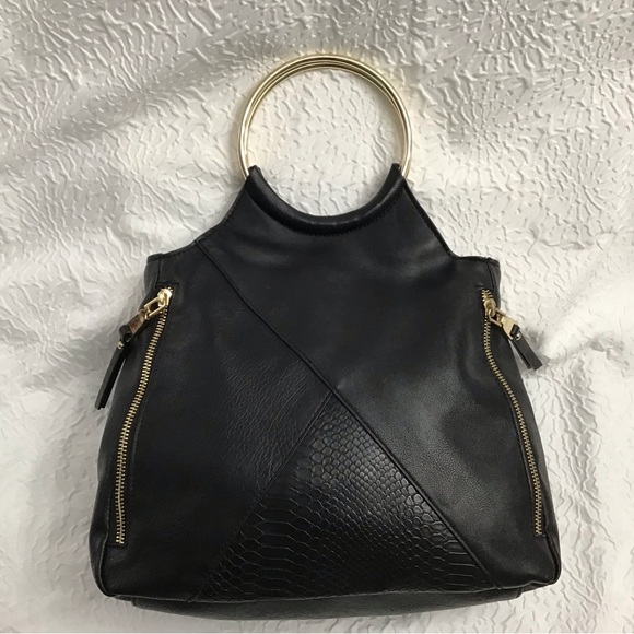 INC Dual Ring Handle Purse Clutch Faux Leather - Picture 2 of 15